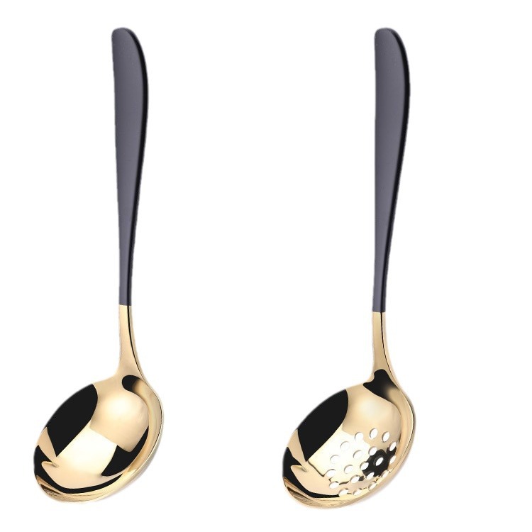 304 food-grade stainless steel soup spoon, household long-handled soup spoon, hot pot strainer, oil separator, popular and deep Item Picture