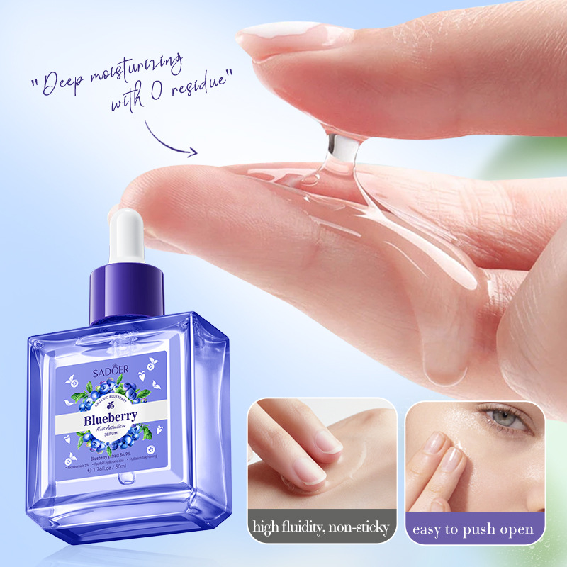 Cross-border export wholesale of SADOER blueberry Hyaluronic Acid Moisturizing Antioxidant Skin Care Product Set Facial Cleanser in full English Application Scenario