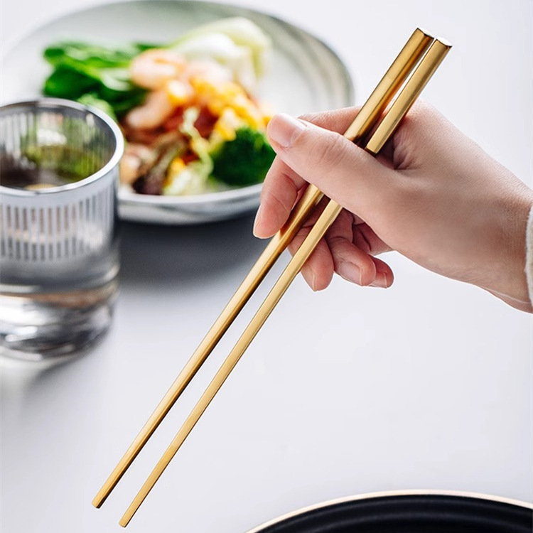 Nordic InS-style 304 stainless steel chopsticks, high-temperature resistant household chopsticks, square chopsticks, anti-slip metal chopsticks, single person hotel Specification drawing
