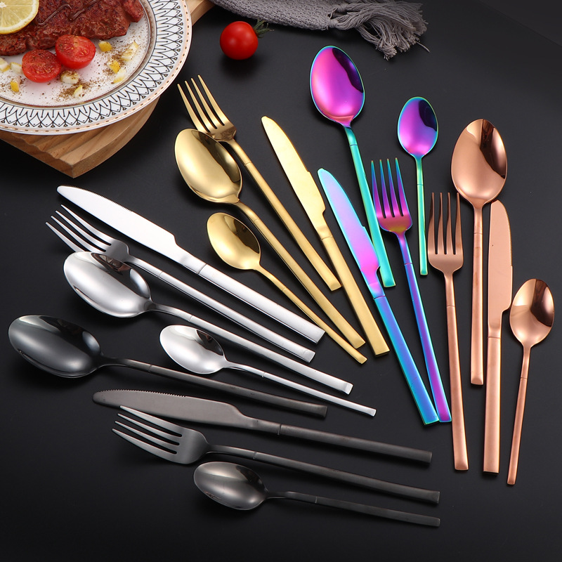 Cross-border Amazon stainless steel tableware, Knight knife, fork and spoon set, hotel home steak knife and fork, Western tableware full figure