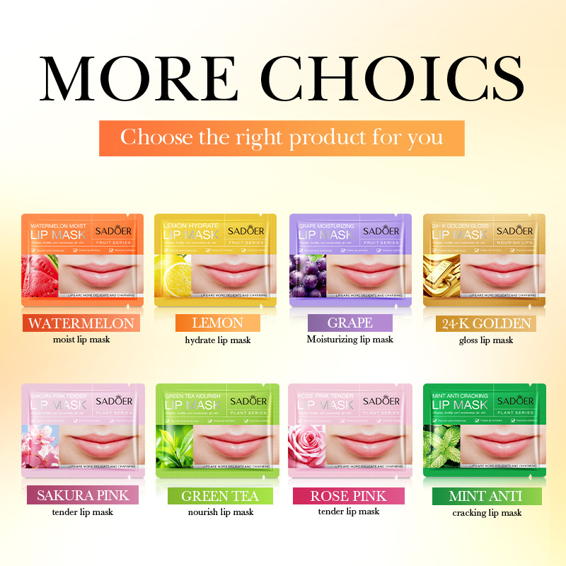 All-english SADOER Lemon Hydrating Lip Mask for moisturizing autumn and winter and preventing dryness and cracking, cross-border export wholesale full figure
