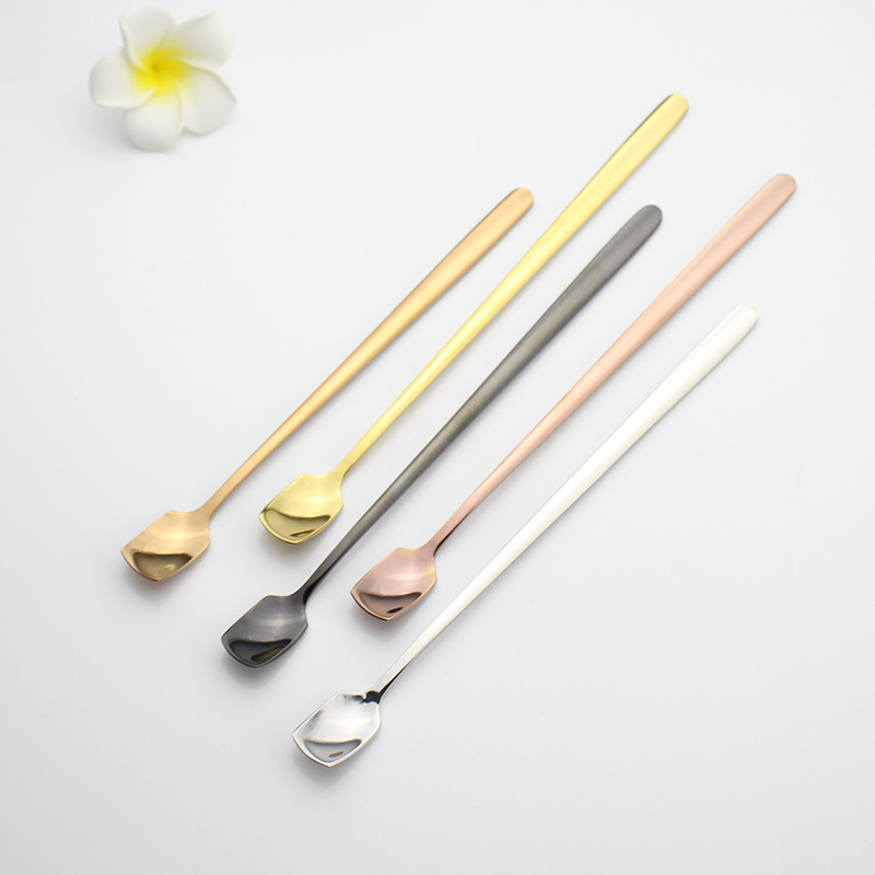 Creative extended 304 stainless steel spoon, coffee stirring spoon, stirring rod, long-handled ice cream spoon, dessert honey spoon full figure