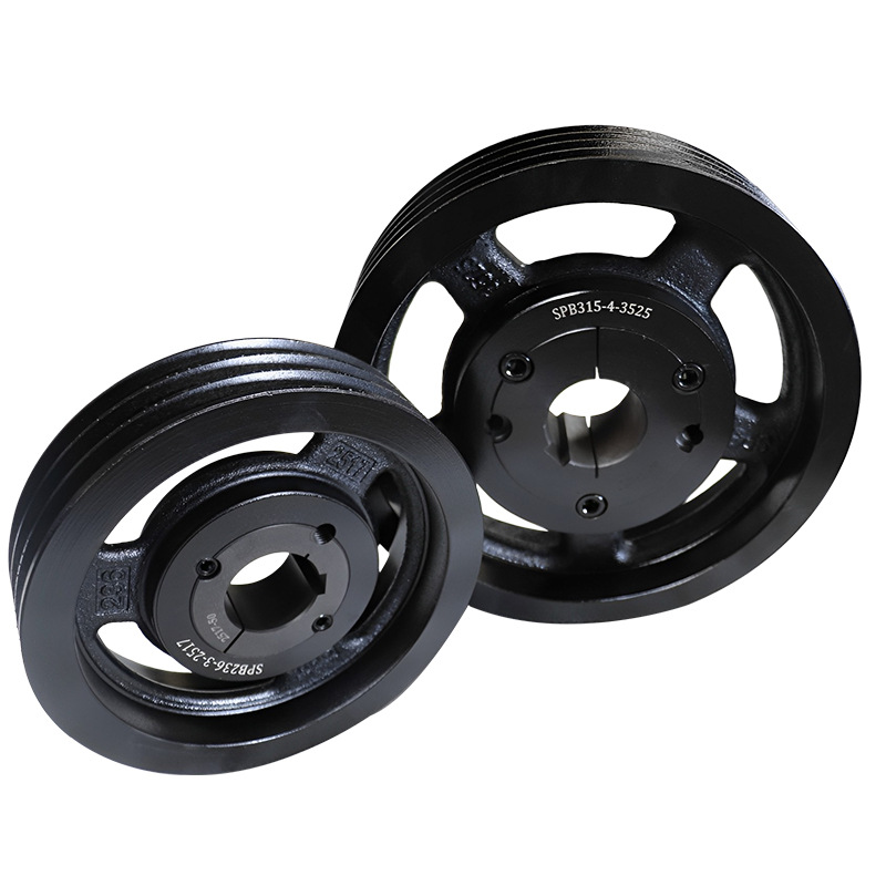 European standard multi-groove tight sleeve V-belt pulley, air compressor power wheel, industrial mechanical equipment cast iron pulley Item Picture