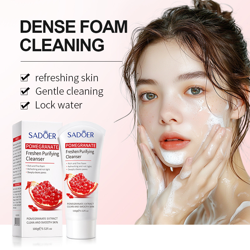 Cross-border export wholesale of all-English SADOER Pomegranate Fresh Facial Cleanser details Picture