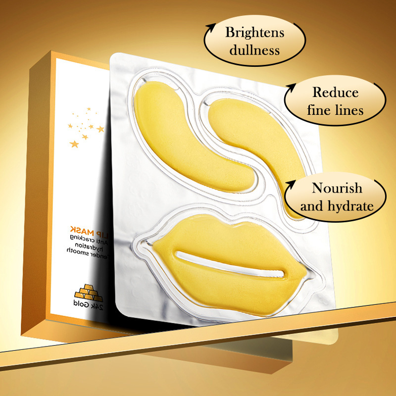 All-english SADOER24K Gold Eye Mask - Lip Mask Set for moisturizing eyes and caring for lips cross-border wholesale Specification drawing