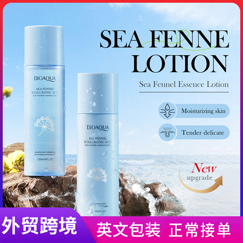 All-english BIOAOUA Sea Fennel Hyaluronic Acid Anti-Wrinkle Essence Lotion and Toner Cross-border export wholesale full figure