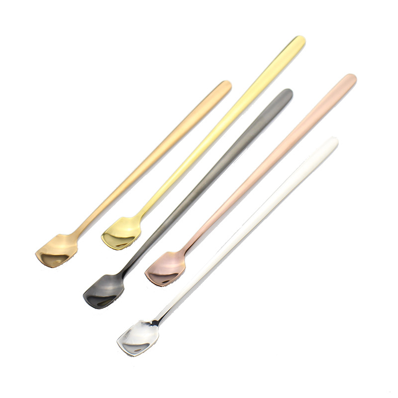 Creative extended 304 stainless steel spoon, coffee stirring spoon, stirring rod, long-handled ice cream spoon, dessert honey spoon Item Picture