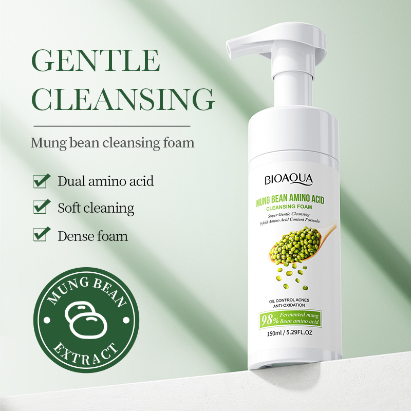 All-english BIOAOUA mung bean amino acid Facial Cleanser, cleansing and skin care facial cleanser paste film, cross-border export wholesale details Picture