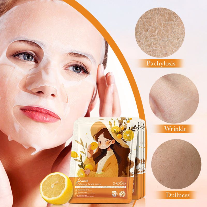Cross-border export wholesale of all-English SADOER lemon Whitening Mask, hydrating, Moisturizing and nourishing skin mask details Picture