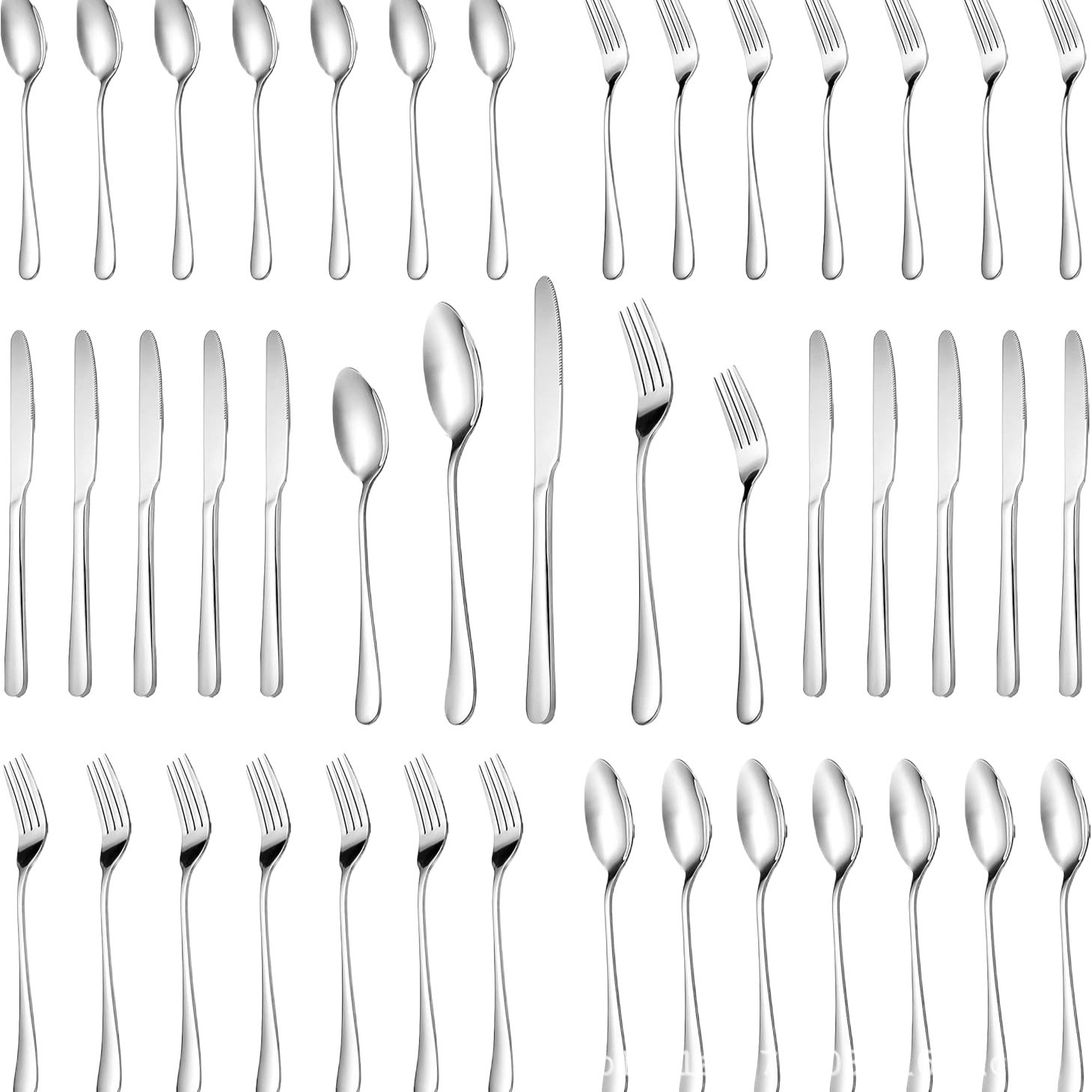 Cross-border Amazon stainless steel tableware 36-piece set, Western steak knife and fork, dessert spoon and fork 6-person gift box set Item Picture