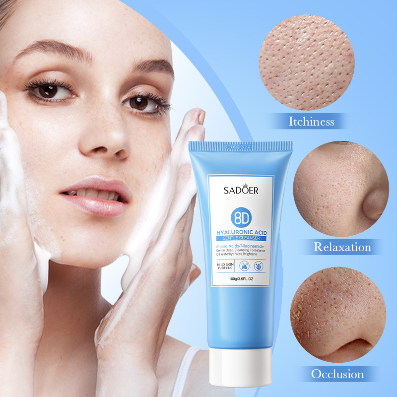 All-english SADOER8D Hyaluronic Acid Gentle Cleansing Facial Cleanser, non-irritating facial cleanser cross-border export wholesale details Picture