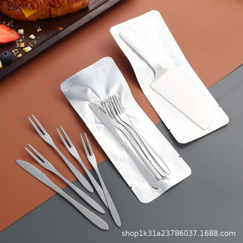 Vacuum-packed stainless steel mooncake knife and fork set, hotel gift tableware, cake knife and fork can be printed with LOGO full figure