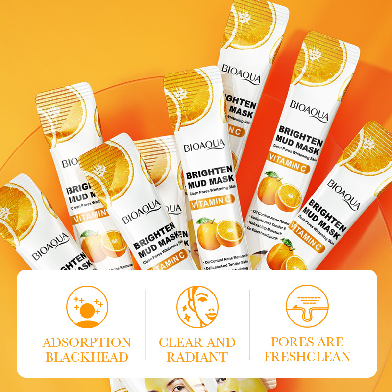 All-english BIOAOUA Vitamin c Brightening Mud Mask for Pore Cleansing, brightening and skin rejuvenation, cross-border export wholesale Specification drawing