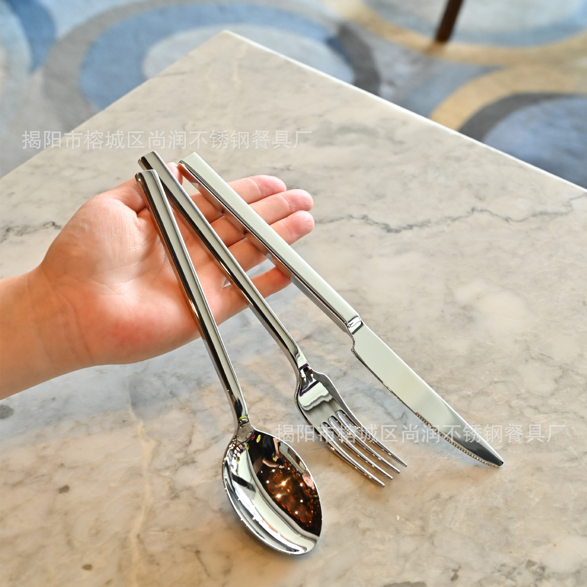 304 stainless steel thickened tableware, simple and high-end, restaurant and hotel steak, knife, fork, spoon, Western tableware set wholesale full figure