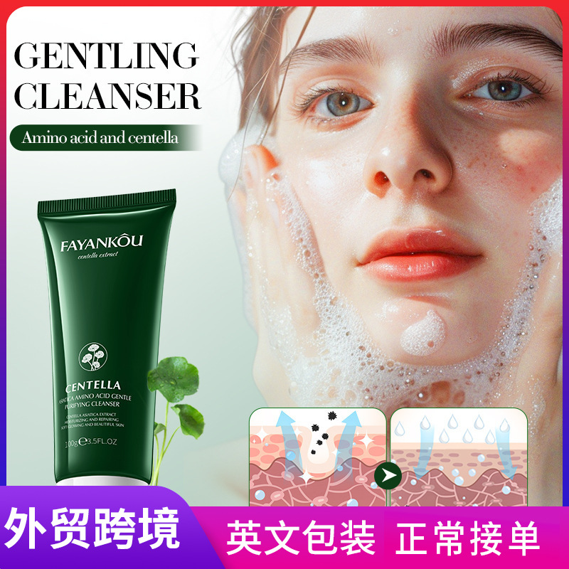 All-english FAYANKOU Centella asiatica amino Acid Gentle Cleansing Facial Cleanser Cross-border export wholesale full figure