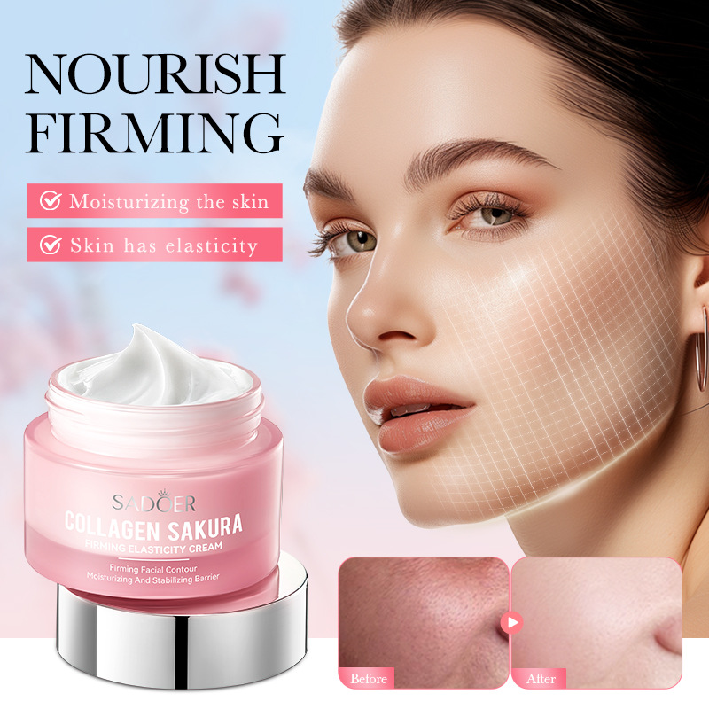 Cross-border wholesale of SADOER Sakura Collagen Firming and Moisturizing Skin Care products Set Cream in English Specification drawing