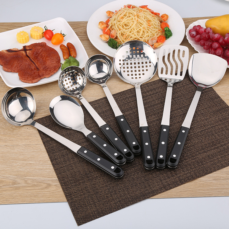 ABS plastic handle stainless steel kitchenware spatula, household cooking pot spatula set, kitchenware strainer, frying spatula full figure