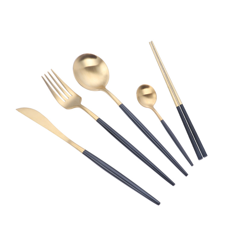 304 stainless steel knife, fork and spoon Western restaurant hotel steak knife, fork and spoon set, popular tableware Portuguese chopsticks and spoons Item Picture