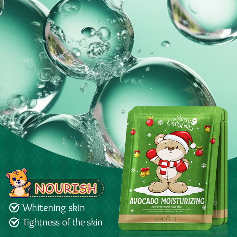 Cross-border wholesale of SADOER Christmas Avocado Moisturizing Facial mask and hydrating facial Mask in English details Picture