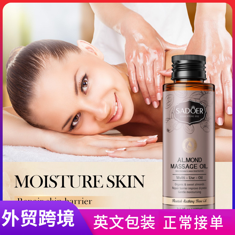 SADOER sweet Almond Oil Base Massage Oil Moisturizing Skin and body essential oil cross-border export wholesale full figure