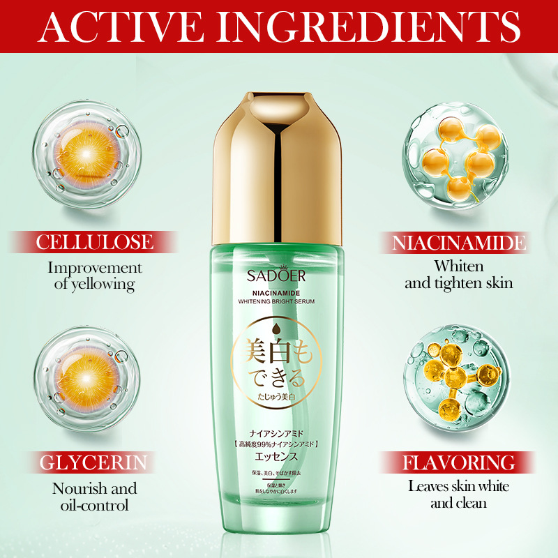 Cross-border export wholesale of SADOER niacinamide Whitening and Brightening Essence Hydrating and rejuvenating Essence in full English Specification drawing
