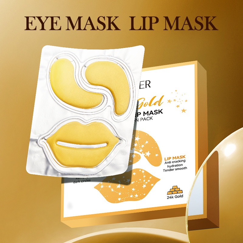 All-english SADOER24K Gold Eye mask - Lip Mask Set, Eye Mask Lip Mask Cross-border wholesale details Picture