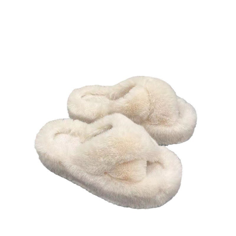 Autumn and winter cotton slippers, a popular female Internet celebrity, are anti-slip and fleece for home use and indoor warmth. Couple's woolen slippers for outdoor wear, 50 Item Picture