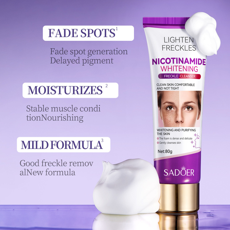 Cross-border wholesale of all-English SADOER niacinamide whitening and freckle-removing Facial cleanser brightening Facial Cleanser Specification drawing