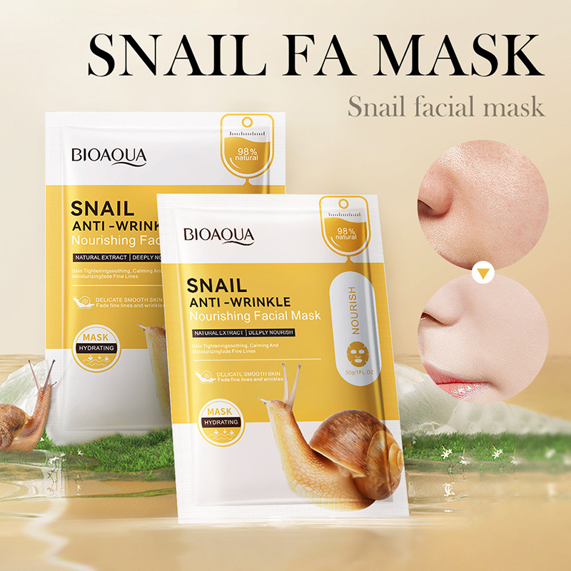 All-english BIOAOUA Snail Anti-Wrinkle Nourishing Facial mask Brightening, Moisturizing and Hydrating Mask Cross-border wholesale details Picture