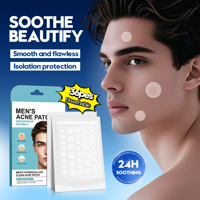 All-english SADOER men's hydrocolloid acne Patches, student acne removal and hydration acne patches, cross-border export wholesale Specification drawing