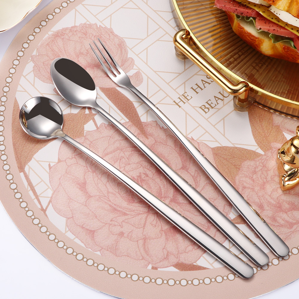 304 stainless steel coffee spoon, long-handled stirring spoon, creative ice spoon, thickened and lengthened dessert honey spoon, seasoning spoon details Picture