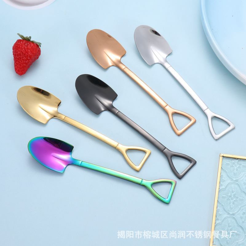 Manufacturer's 304 stainless steel spoon, watermelon spoon, spatula spoon, creative dessert spoon, ice cream spoon, cross-border LOGO full figure