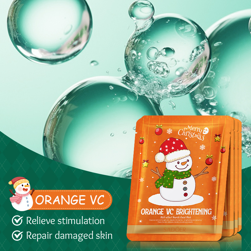 Cross-border wholesale of SADOER Christmas Sweet Orange VC Brightening Facial mask Moisturizing Facial Mask in English details Picture