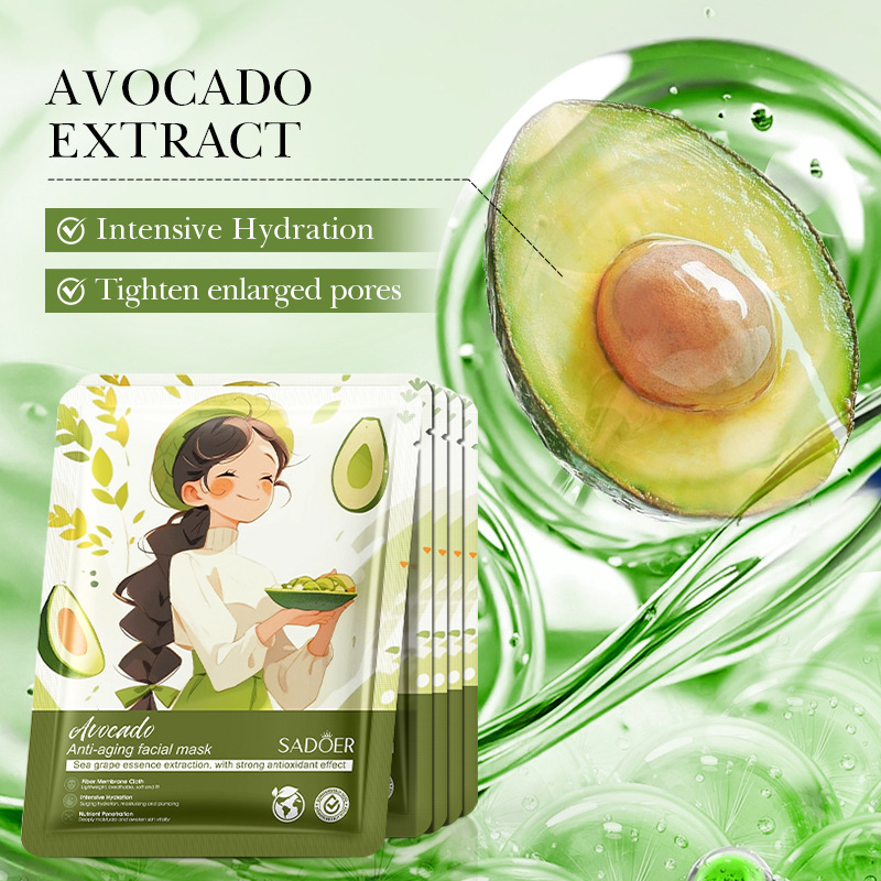 Cross-border wholesale of SADOER avocado anti-wrinkle Mask for hydrating, moisturizing and nourishing the skin in full English Specification drawing