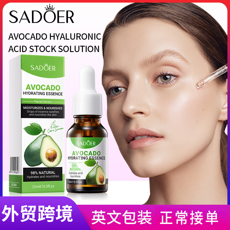 Cross-border export wholesale of SADOER Avocado Moisturizing Essence and Pore-shrinking Essence Essence in full English full figure