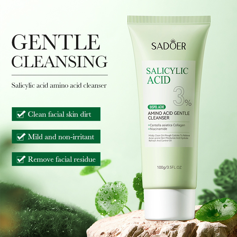 SADOER salicylic acid acne-fighting amino Acid Gentle Facial Cleanser Cross-border export wholesale details Picture