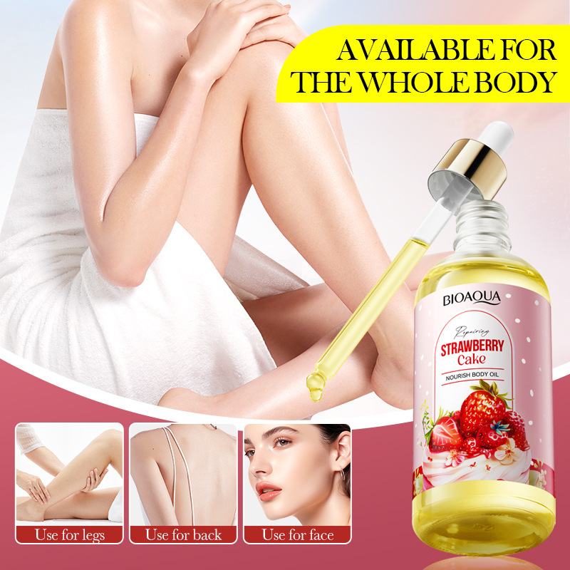 All-english BIOAOUA Strawberry Cake Nourishing Body Oil Moisturizing Skin Essence Cross-border export wholesale details Picture