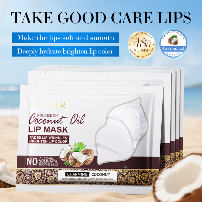 SADOER Nourishing Coconut Oil Lip Mask for autumn and winter anti-cracking moisturizing Lip Balm cross-border export wholesale full figure