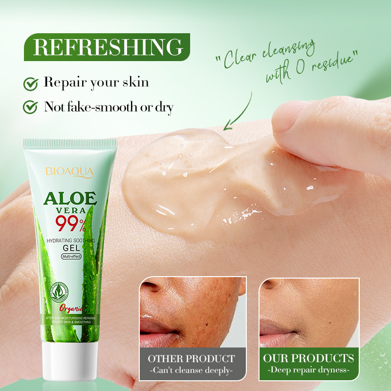 All-english BIOAOUA Hydrating and Soothing Aloe Vera Gel, Moisturizing and brightening Skin Aloe Vera Gel Cross-border wholesale Application Scenario