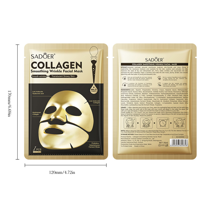Cross-border export wholesale of SADOER collagen anti-wrinkle Split Mask Moisturizing and hydrating Mask in full English Item Picture