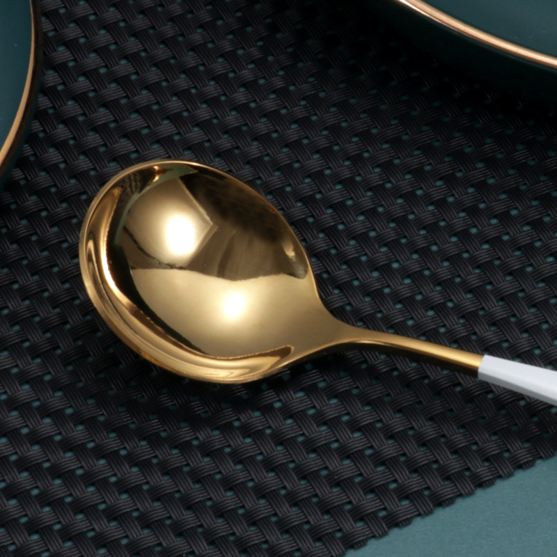 Factory wholesale of popular 304 stainless steel round spoons, children's rice spoons, tableware, dessert soup spoons, creative spoons, Logo Application Scenario