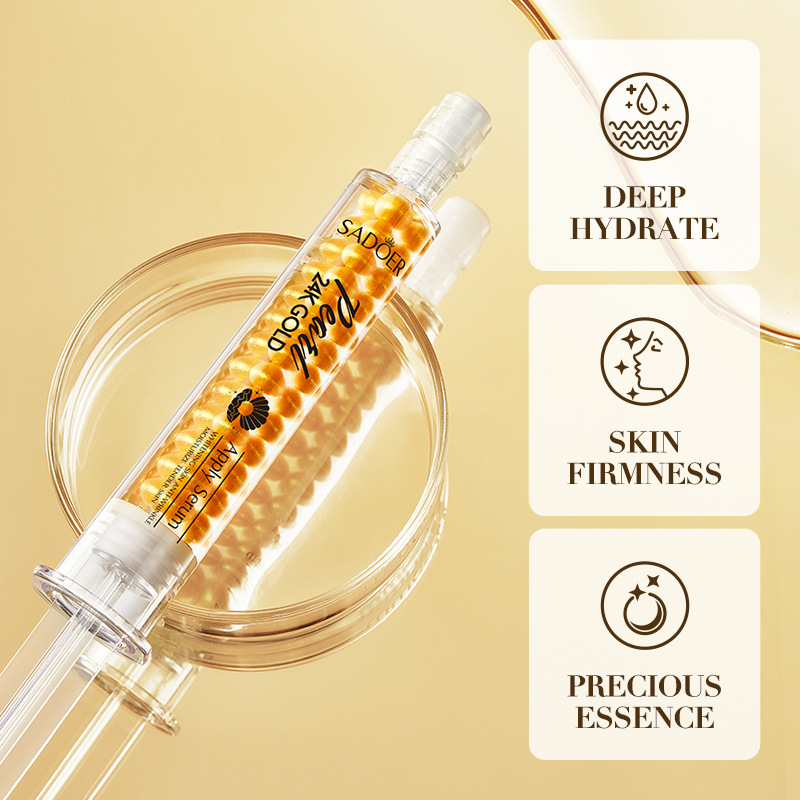Cross-border wholesale of SADOER24K Gold Pearl Collagen Whitening Moisturizing Hydrating Essence and Skin Rejuvenation Essence in Full English Application Scenario