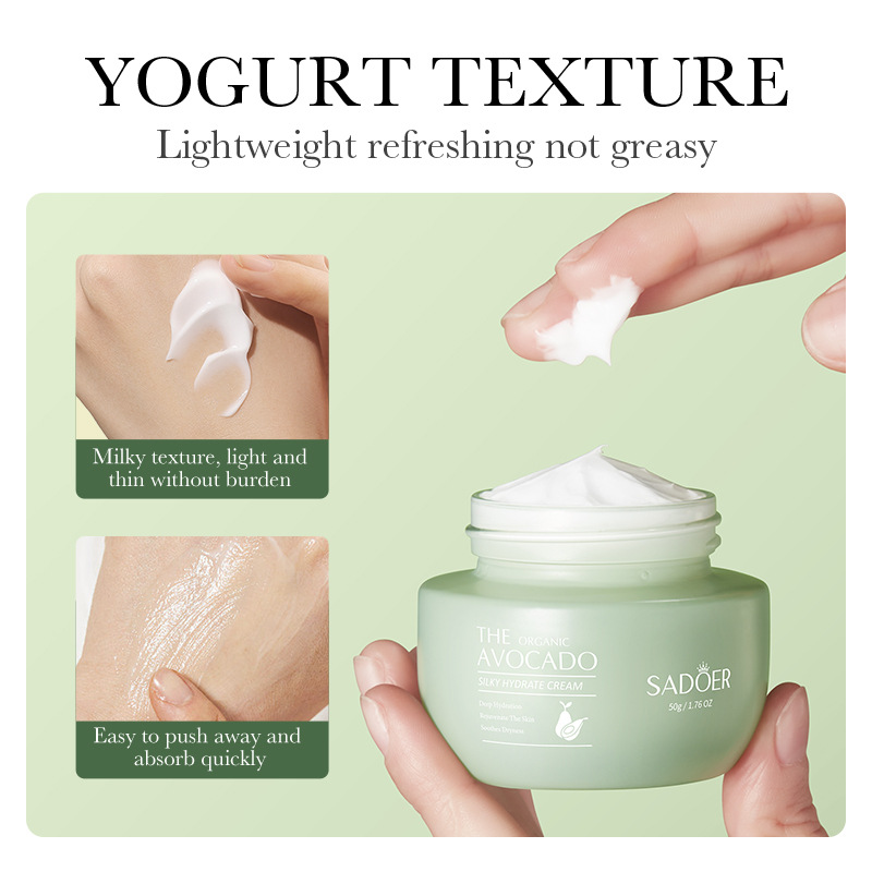 Cross-border wholesale of SADOER organic Avocado Smooth Moisturizing Cream for hydrating, rejuvenating and reducing fine lines Specification drawing