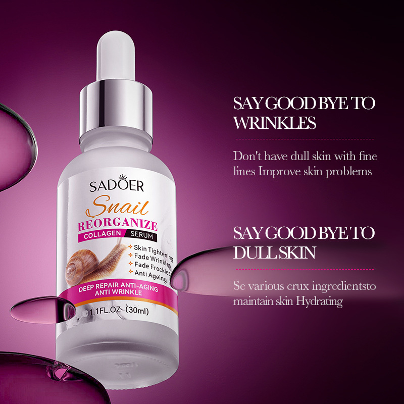 Cross-border wholesale of SADOER Snail Recombinant Collagen Essence Facial Care Serum in full English Application Scenario