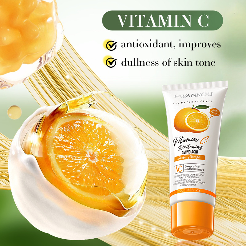 All-english FAYANKOU Orange VC Whitening Amino Acid Gentle Facial Cleanser, cross-border export wholesale Specification drawing