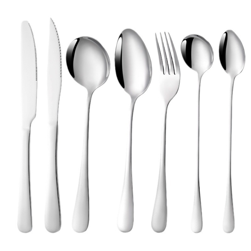 Thickened stainless steel knives, forks and spoons, Western-style steak knives and forks, hotel household spoons and forks, dessert spoons, 1010 tableware Item Picture