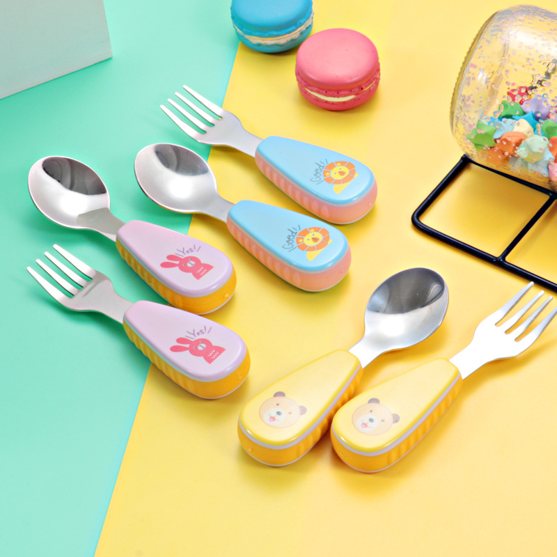 Wholesale 304 stainless steel baby food bowls, infant and toddler learning spoons and chopsticks, children's feeding spoons and forks, tableware sets and gifts details Picture