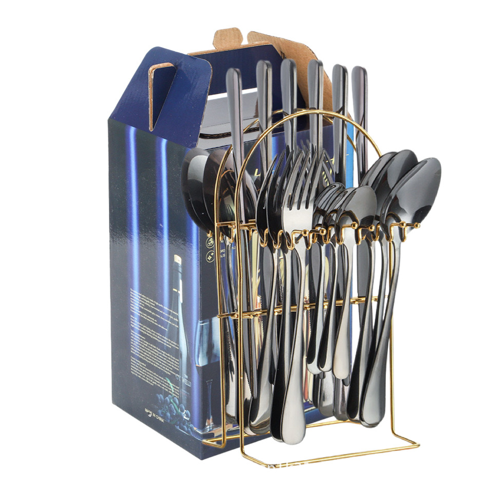 Amazon Stainless Steel Tableware 24-piece Set, Western Tableware Steak, Knife, fork and Spoon Gift Box, Cross-border Tableware set Application Scenario