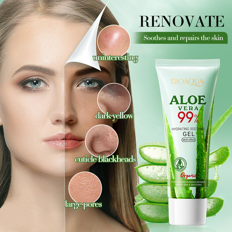 All-english BIOAOUA Hydrating and Soothing Aloe Vera Gel, Moisturizing and brightening Skin Aloe Vera Gel Cross-border wholesale details Picture