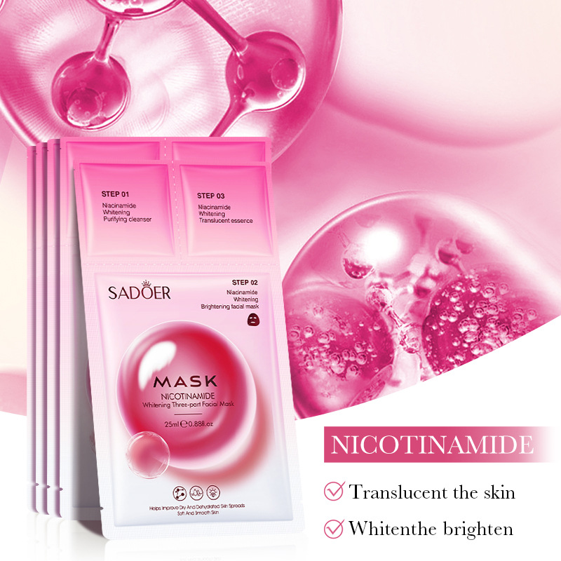 Cross-border export wholesale of SADOER niacinamide Whitening Trilogy Masks and delicate Moisturizing masks in full English Specification drawing